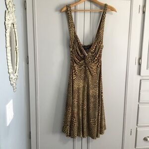 Norma Kamali Cheetah Leopard Print Sweetheart Swing Dress size L
